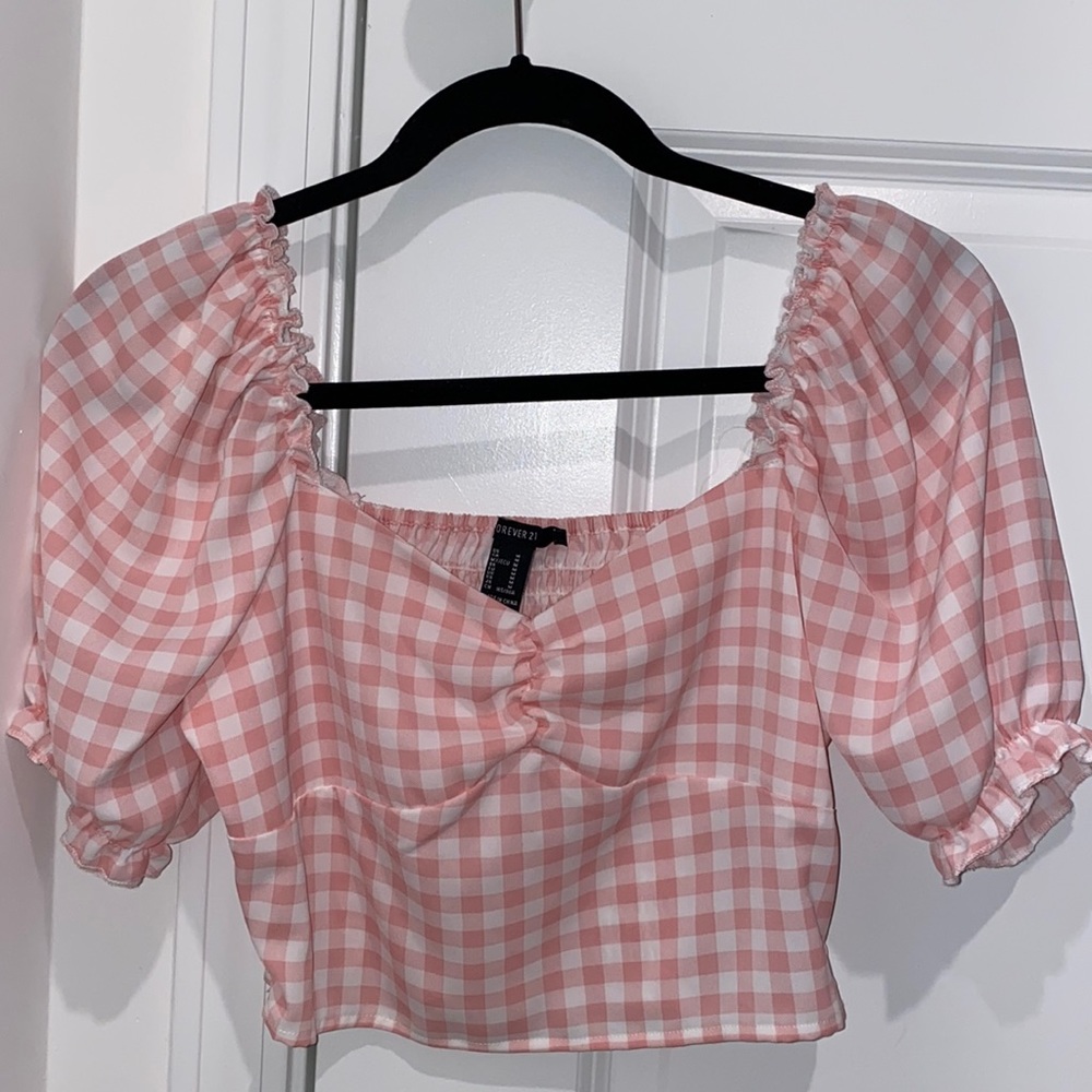 Brand new pink gingham crop top